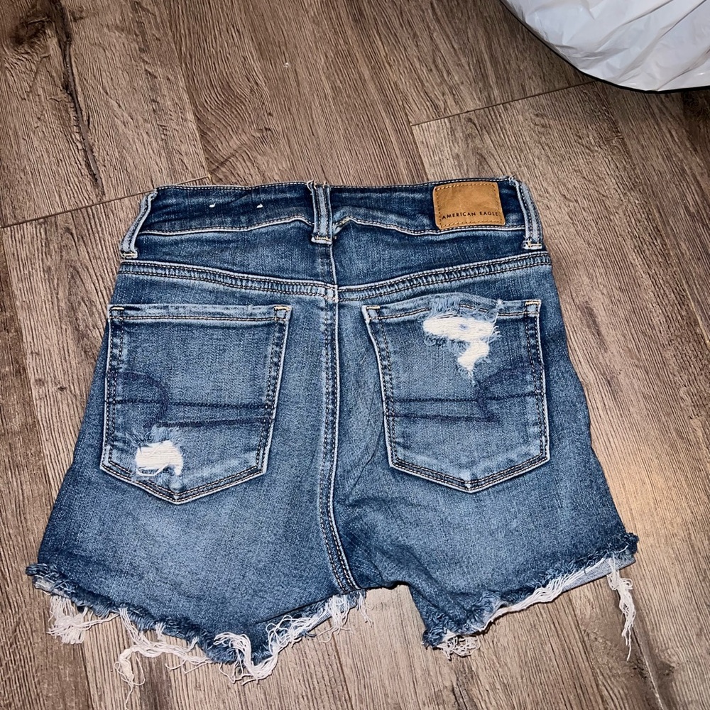 American Eagle Outfitters Blue Distressed Jean Shorts